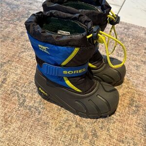 Sorel Kids' Black and Blue waterproof Snow Boots